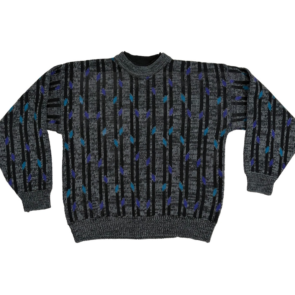Vintage Permit Sweater Men’s Large Knit 80s 90s Geometric Eclectic Grandpa